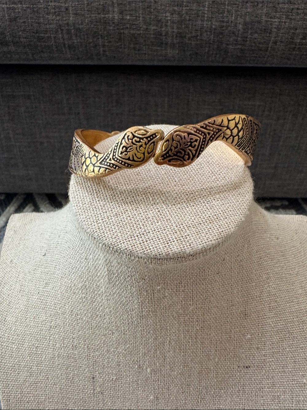 Vintage Gold Tone Serpent Snake Hinged Cuff Bracelet S Diamond Mark